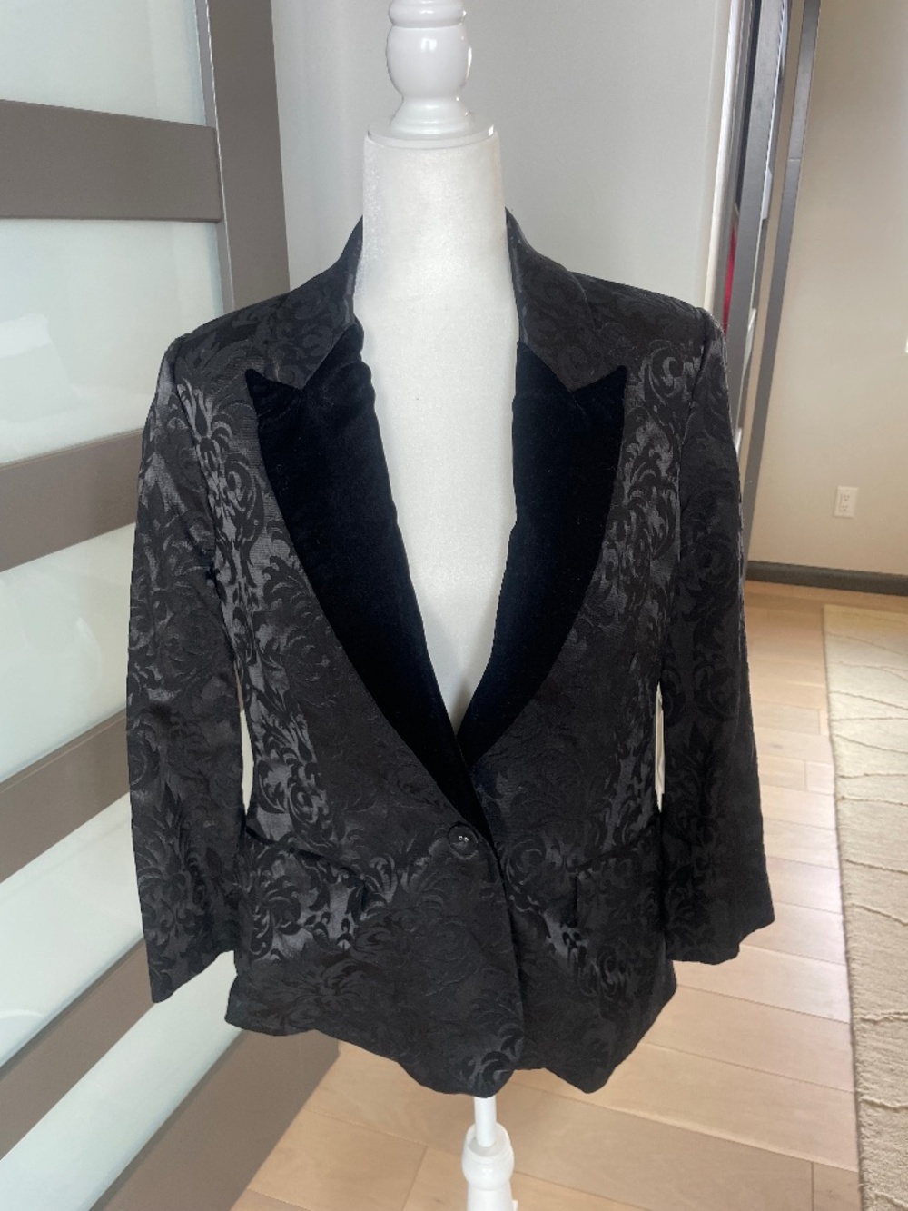 L'Agence Neval Brocade Blazer with Velvet Lapels